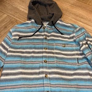 Billabong Striped Hooded Flannel, size M